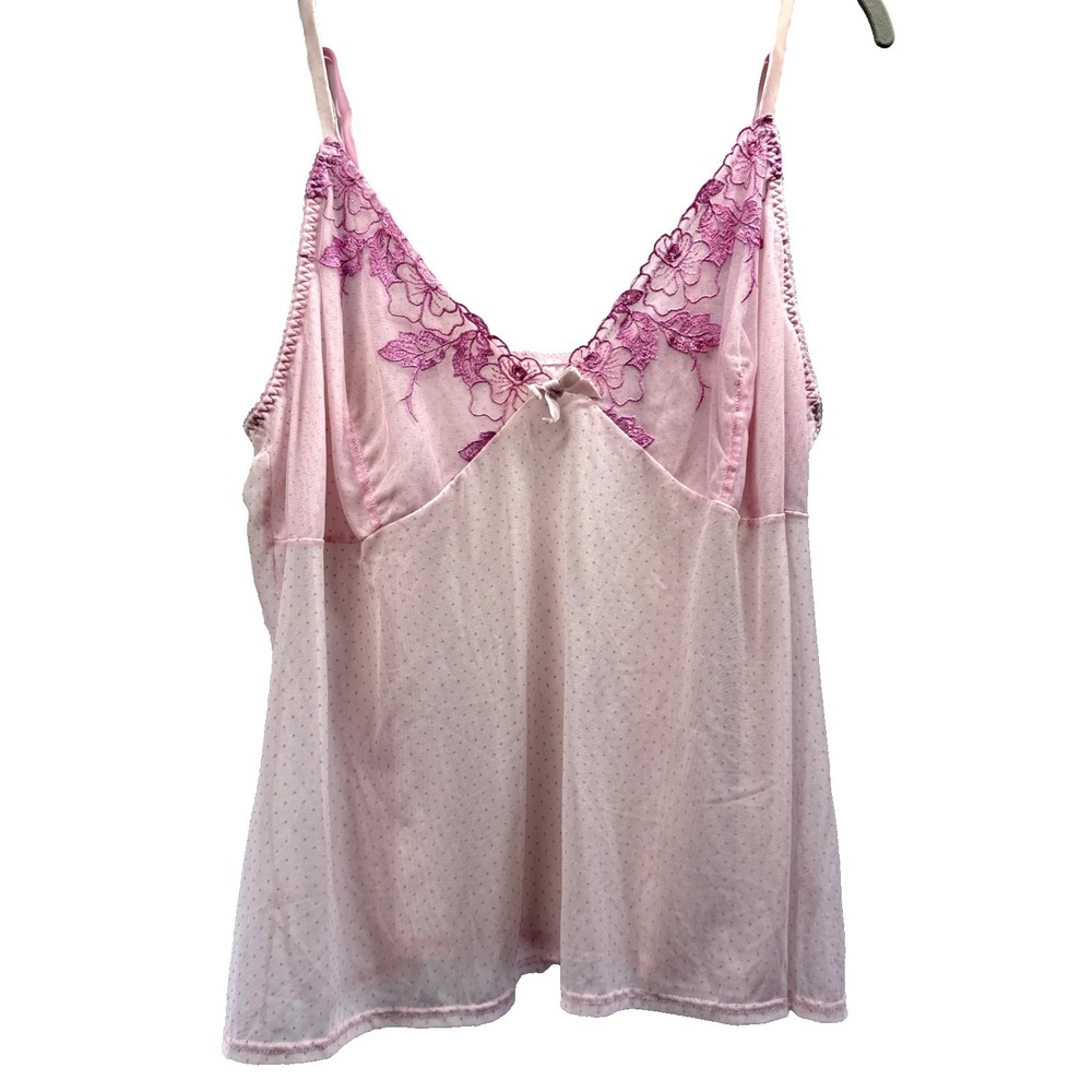 Cacique Women's Camisole Tank Top Size Medium Pink Babydoll Strappy‎ Adjustable
